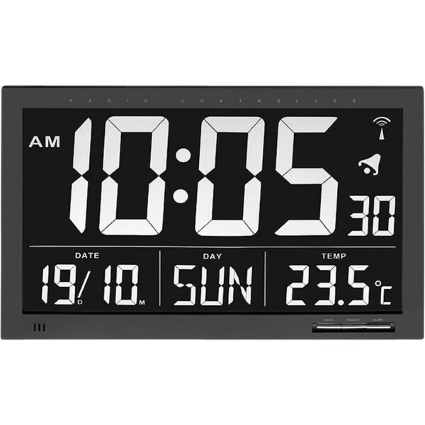 TFA 60.4505 – Digital XL Radiostyret Vægur med Temperatur