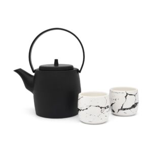 Bredemeijer Kobe Tekandesæt – 1,2 L med 2 Porcelænskopper (Sort)