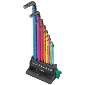 Wera 950/9 Hex-Plus Multicolour 3 – 9-delt metrisk L-nøglesæt med magnetiseringsfunktion