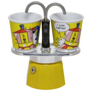Bialetti Mini Express Sæt – Lichtenstein Edition med 2 Espressokopper