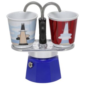 Bialetti Mini Express Sæt – Magritte Edition med 2 Espressokopper