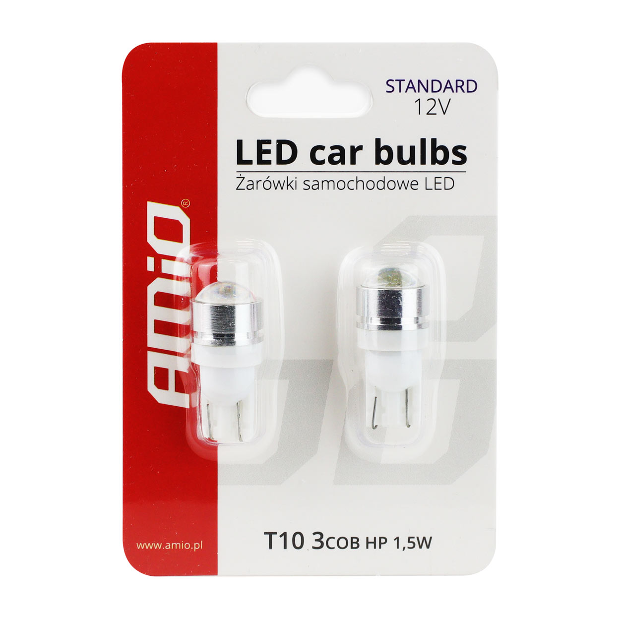 LED Pære T10 W5W 3xCOB HP 1,5W med linse – 12V – 5600K - Billede 2
