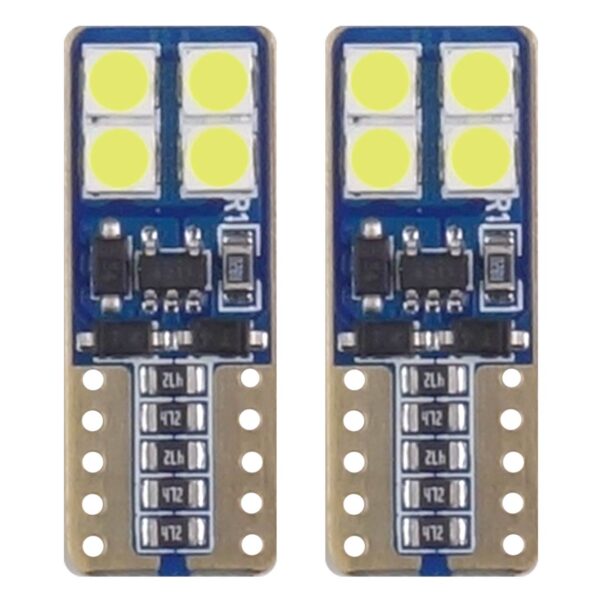 W5W LED Pærer 8x2835 SMD CANBUS – 12-24V (Hvid 5600K)