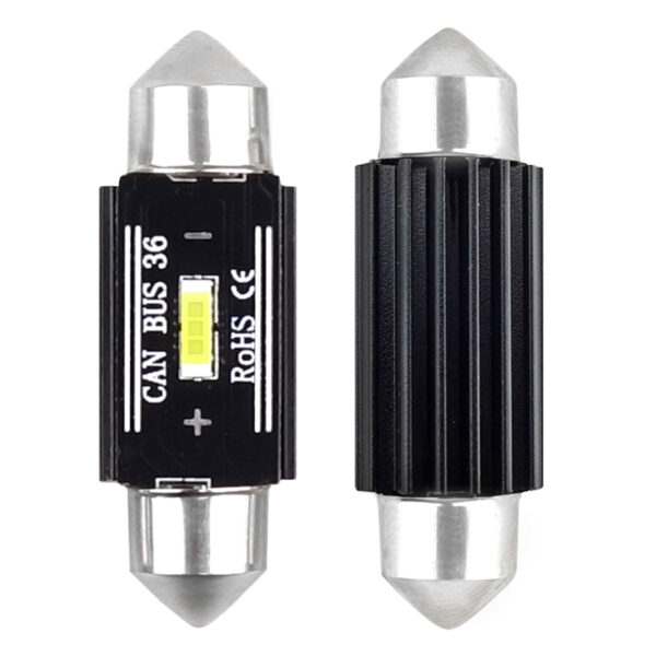 LED C5W 1x SMD 1860 Hvid – Festoon-pære 12–24V – 36 mm, 2 stk.