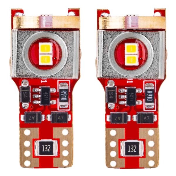 AMiO LED T10 / W5W – 6x SMD – 12V/24V – 6000K Hvid – CANBUS – sæt á 2 stk.