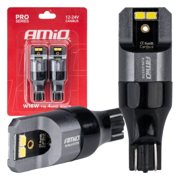 LED Pærer W16W 4xSMD 2016 CANBUS – 12/24V (Hvid 6000K)