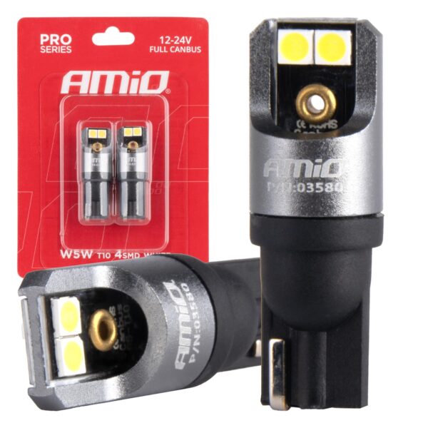 LED Pærer W5W 4xSMD 3030 CANBUS – 12/24V (Hvid 6000K)
