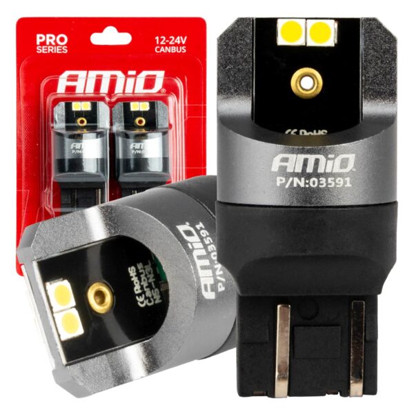 LED Pærer W21/5W 4xSMD 3030 CANBUS – 12/24V (Hvid 6000K)