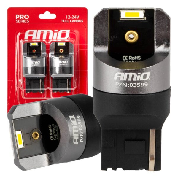 LED Bilpærer AMiO W16W 7440 SMD 2x – Hvid 6000K med CANBUS
