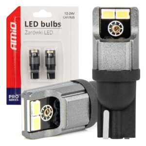 AMiO LED W5W – 4x SMD 3020 – 12V/24V – 6000K Hvid – CANBUS – sæt á 2 stk.