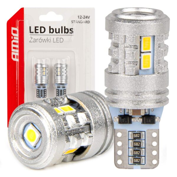 LED W5W 7x SMD (6x3020 + 1x3030) Hvid – Moderne og energieffektiv bilbelysning (uden CANBUS), 12V/24V – 2 stk.