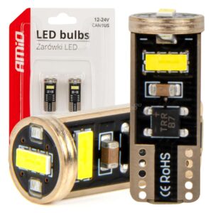 LED W5W 3x2055 SMD – Hvid bilpære med CANBUS, 12V/24V – 2 stk.