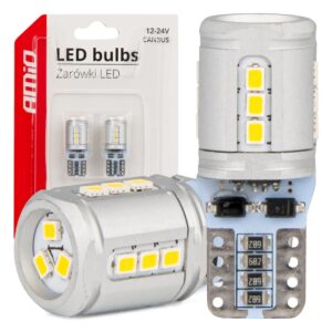 LED W5W 15x SMD 2016 – Hvid bilpære (ikke-CANBUS), 12V/24V – 2 stk.