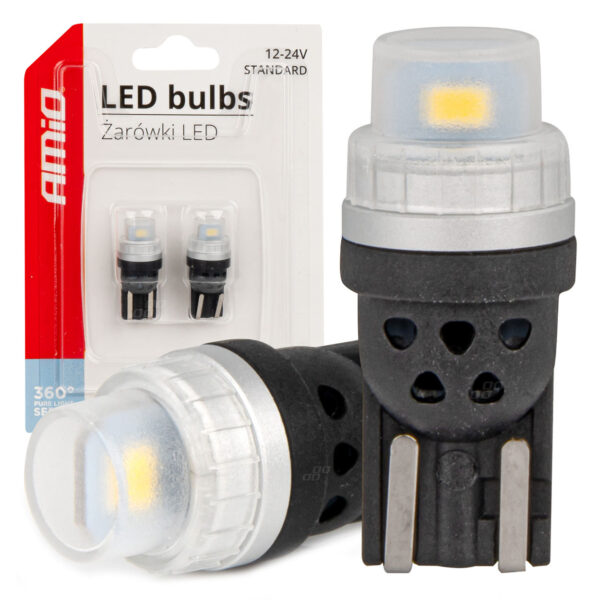LED W5W 2x SMD 3020 – 12V/24V – 6000K Hvid – sæt á 2 stk.