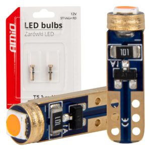 AMiO LED T5 W1W Rød – 12V – 1x SMD 3030 – sæt á 2 stk.