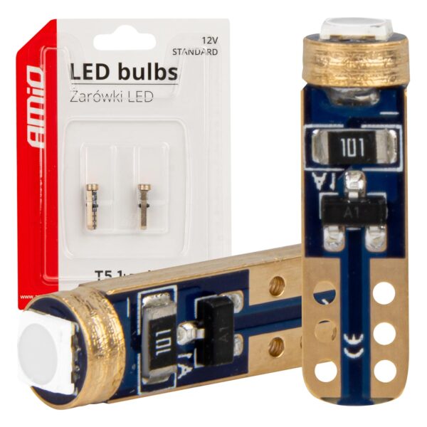 AMiO LED T5 W1W Grøn – 12V – 1x SMD 3030 – sæt á 2 stk.