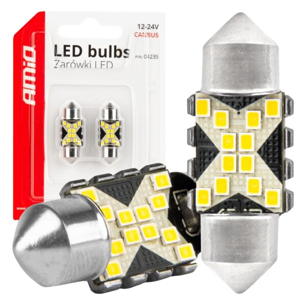 LED Pærer C5W 31mm 12xSMD 2016 CANBUS – 12/24V (Hvid 5500K)