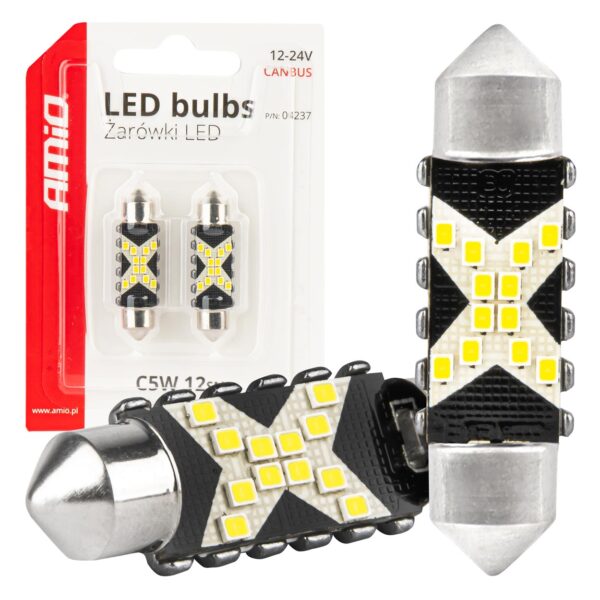 LED Pærer C5W 39mm 12xSMD 2016 CANBUS – 12/24V (Hvid 5500K)