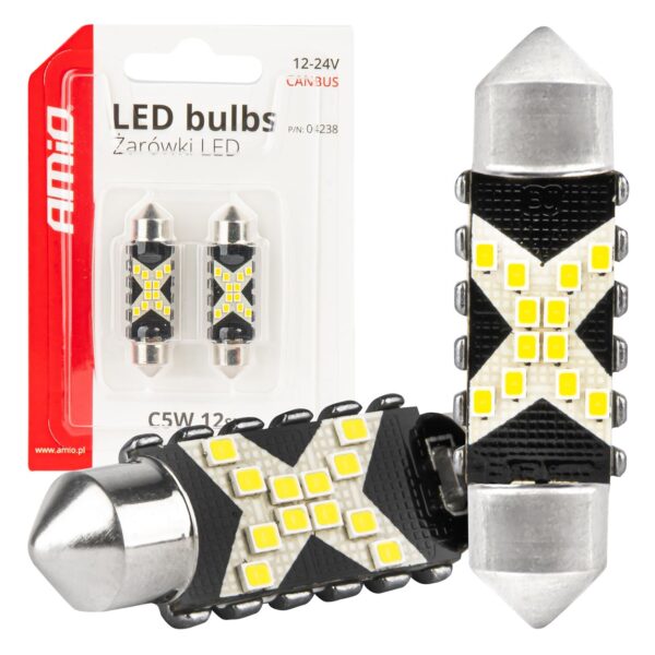 LED Pærer C5W 41mm 12xSMD 2016 CANBUS – 12/24V (Hvid 5500K)