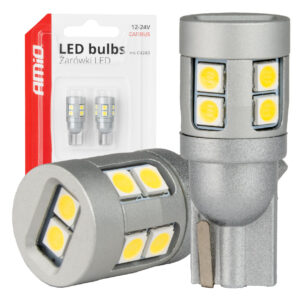 LED CANBUS T10 W5W – 12 SMD 3030 – 12V/24V – Hvid (2 stk.)