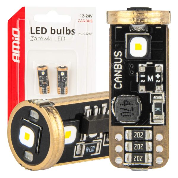 LED Pærer W5W T10 3xSMD 3838 CANBUS – 12/24V (Hvid 5500K)
