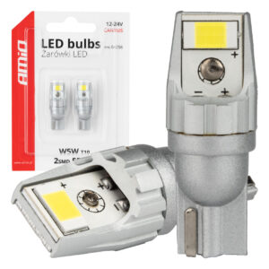 LED CANBUS T10 W5W – 2 SMD 3570 – 12V/24V – Hvid (2 stk.)