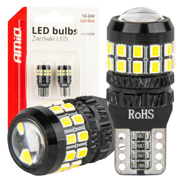LED Pærer W5W T10 27xSMD 2016 CANBUS – 12/24V (Hvid 5500K)