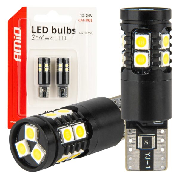 LED Pærer W5W T10 13xSMD 3030 CANBUS – 12/24V (Hvid 5500K)