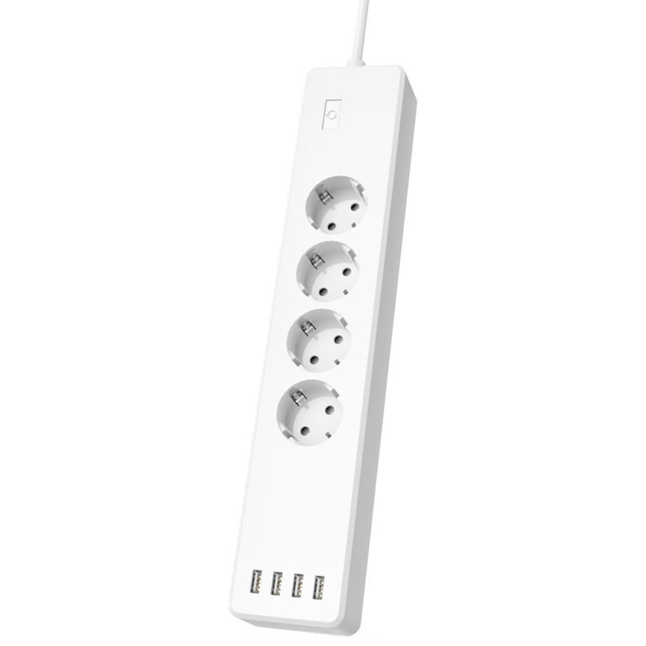 Hama WiFi-Stikdåse Line – 4 stik + 4 USB-porte, uden hub