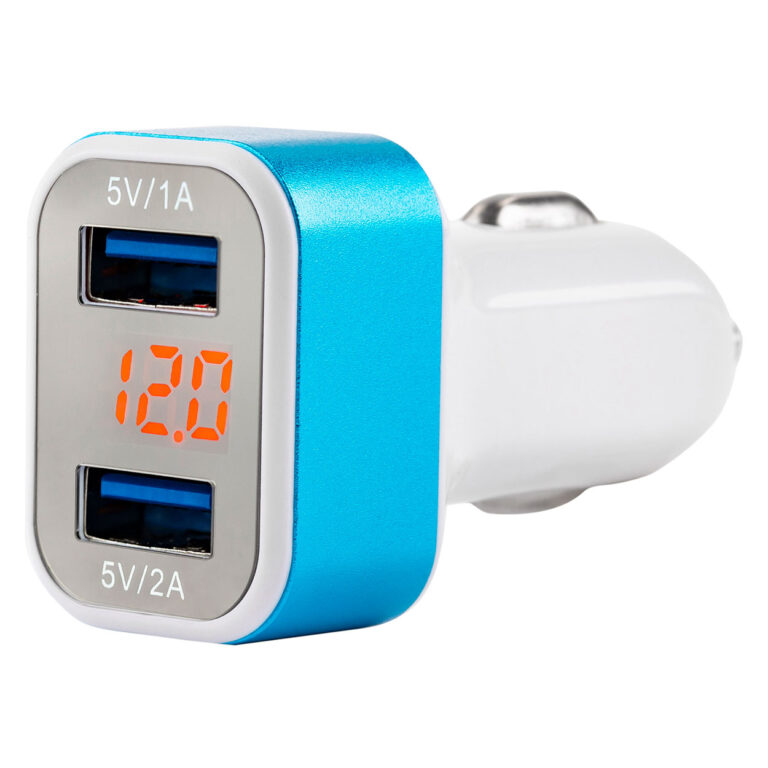 Billader 2x USB med batteritest TEST-04
