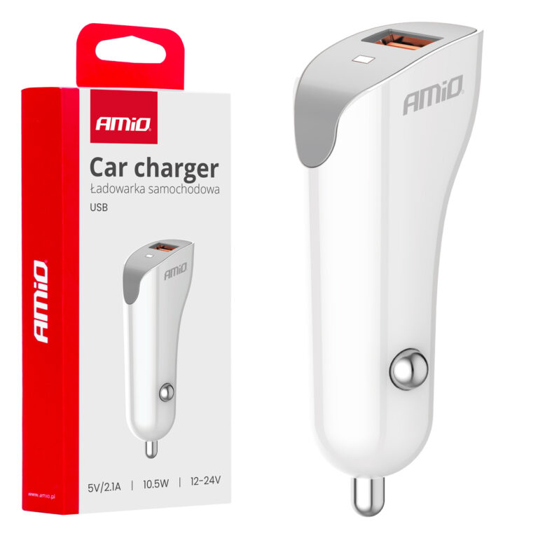 Billader USB-A 2,1A – 12/24V, Hvid