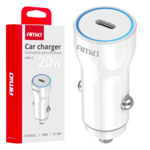 Billader USB-C 20W – 12/24V, Hvid
