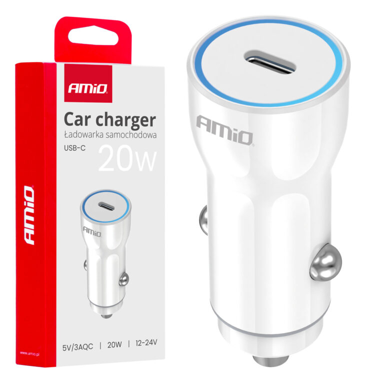 Billader USB-C 20W – 12/24V, Hvid