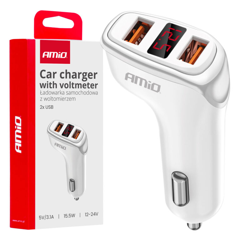 Billader 2 x USB-A 3,1A med batterivisning – 12/24V