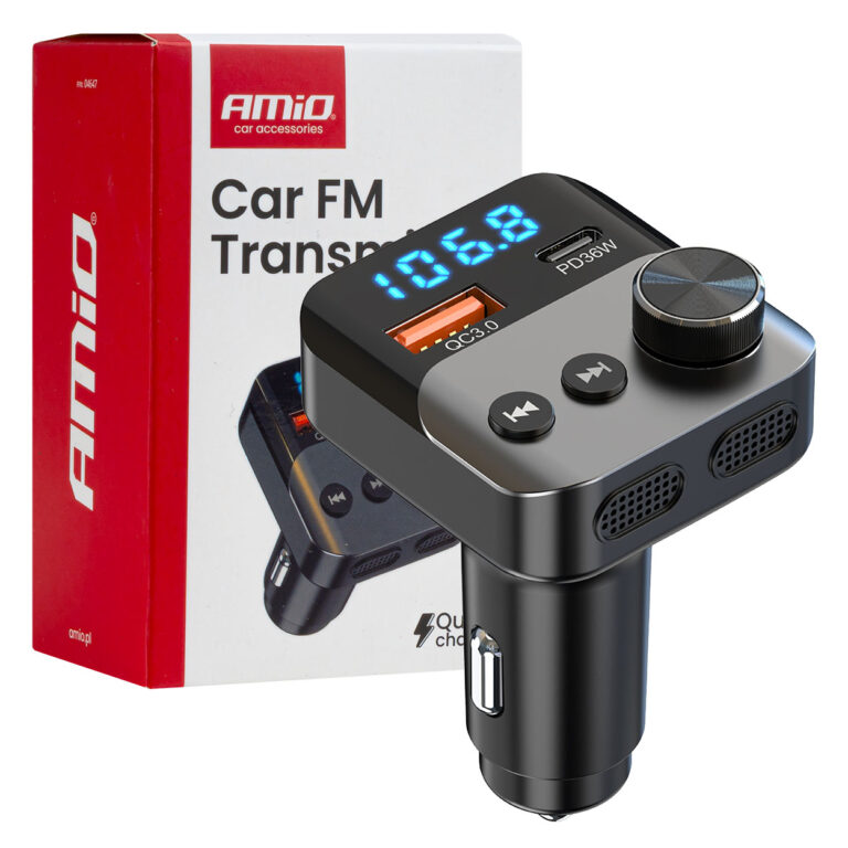 FM Transmitter til Bil med Bluetooth – USB-A + USB-C, 12/24V