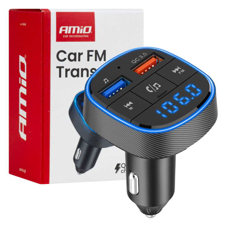 FM Transmitter til Bil med Bluetooth – 2x USB-A, 12/24V