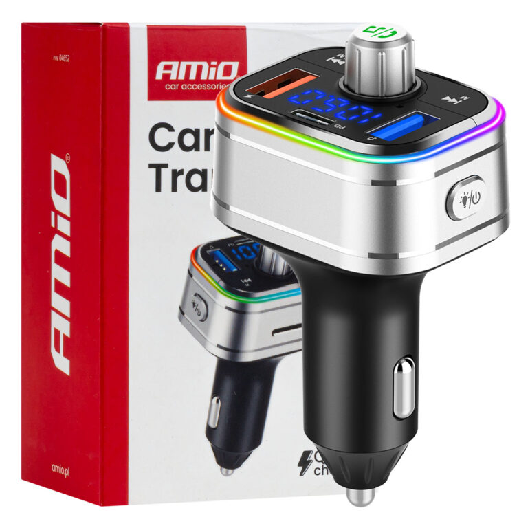 FM Transmitter til Bil med Bluetooth – USB-C + 2x USB-A + microSD, 12/24V