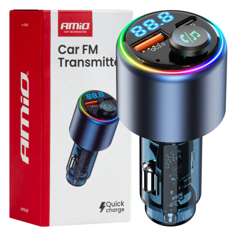 FM Transmitter til Bil med Bluetooth – USB-A + USB-C, 12/24V