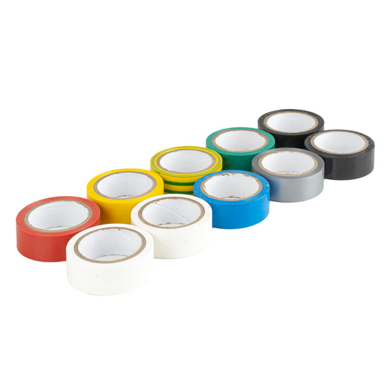 Farvet PVC Isoleringstape 18 mm x 5,5 m x 0,13 mm – Sæt med 10 stk.