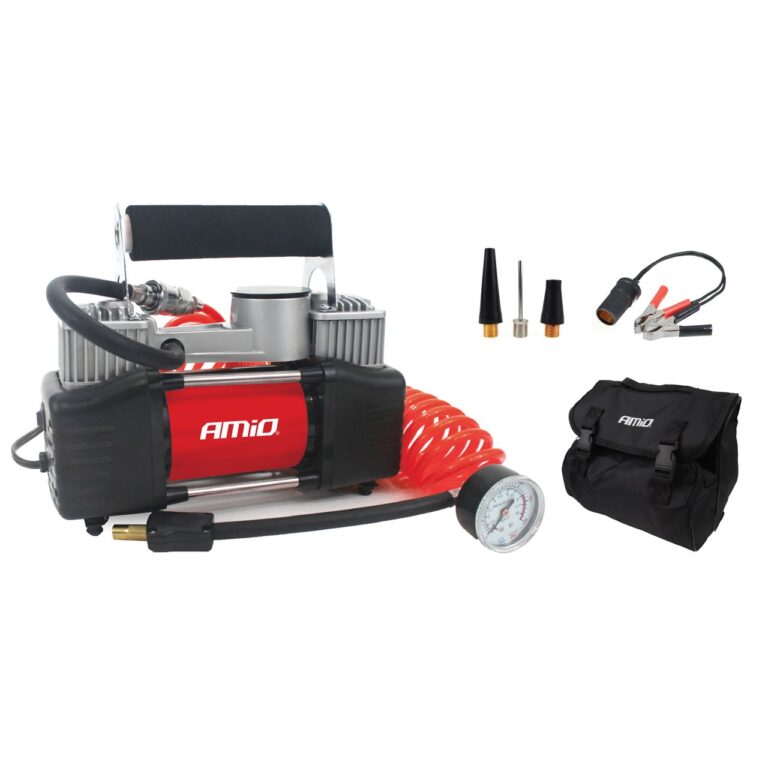 12V Luftkompressor 2-cylindret – 60 L/min med trykmåler og taske