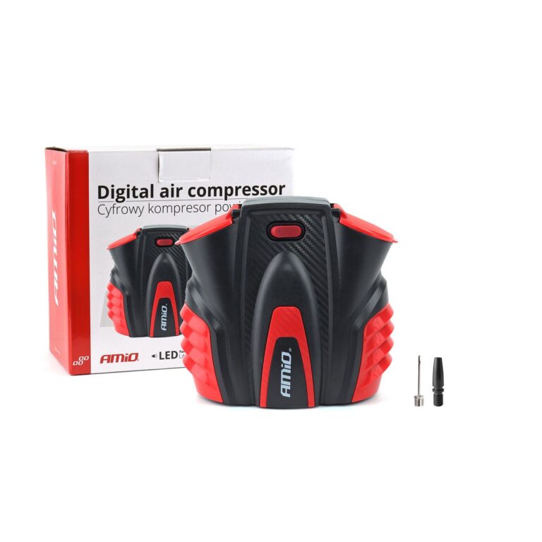 12V Luftkompressor med digitalt manometer og LED – 10 bar