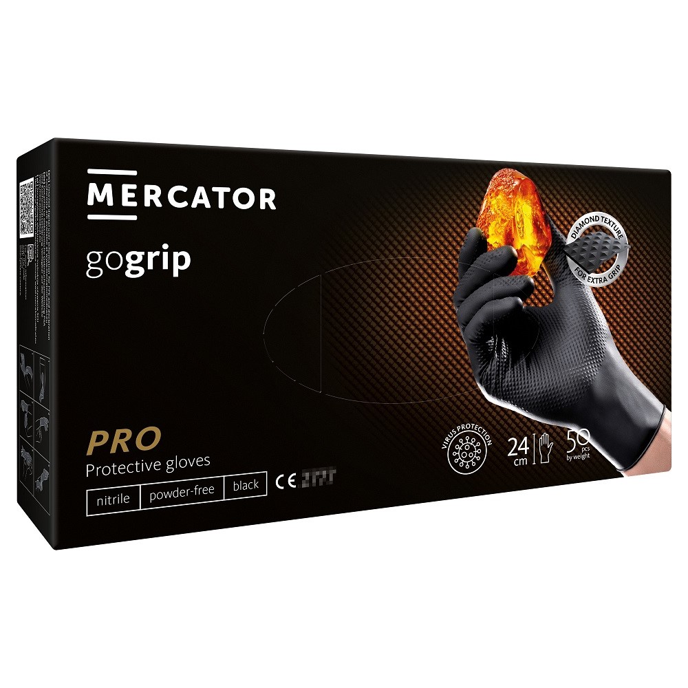 MERCATOR GoGrip Black nitrilhandsker 50 stk.