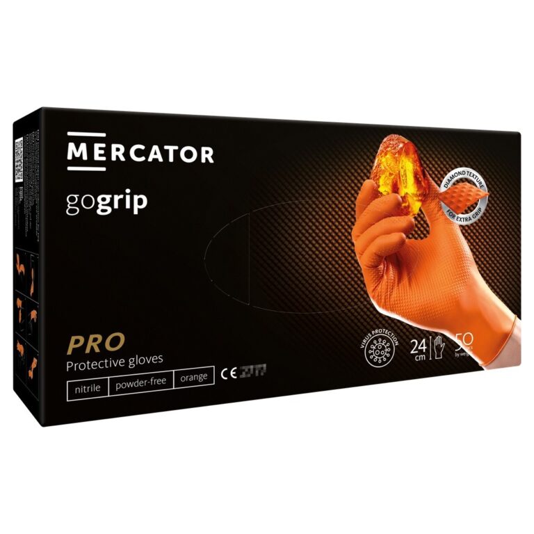 Mercator GoGrip Orange nitrilhandsker – 50 stk.